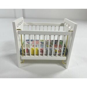 Vintage Town Square Miniatures 1:12 Dollhouse Crib Furniture Movable Side‎